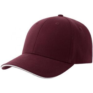 Atlantis Unisex Adult Liberty Sandwich 6 Panel Sustainable Cap / Burgundy/White